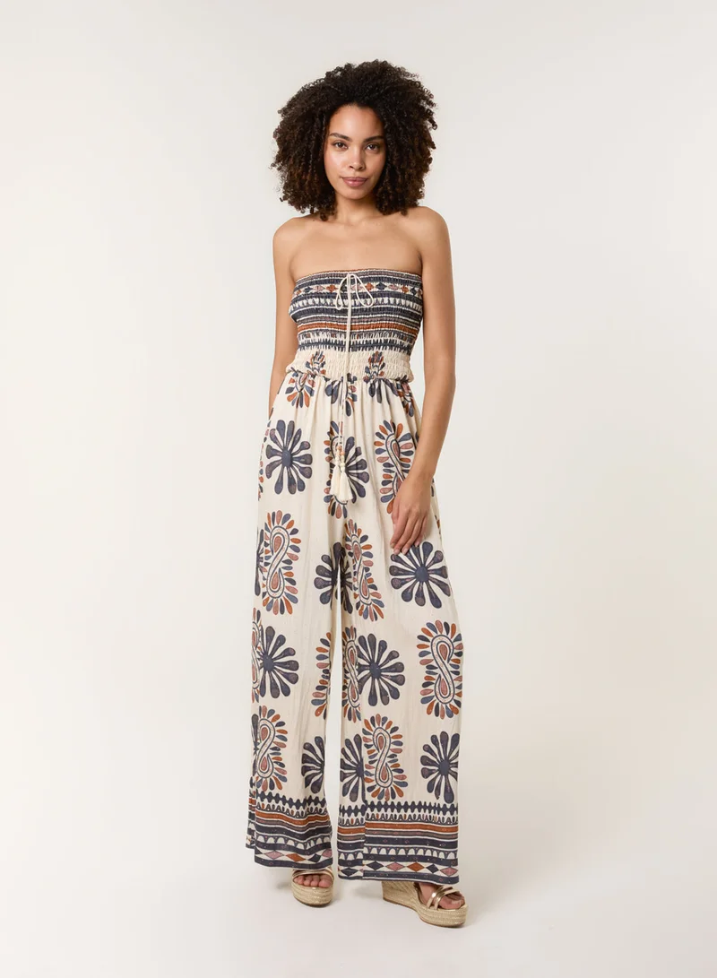 Strapless Elasticated Printed Jumpsuit